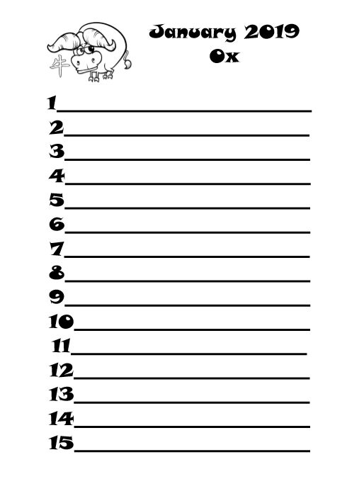 2019 Chinese Signs Calendar - Year of the Pig - Book interior 6