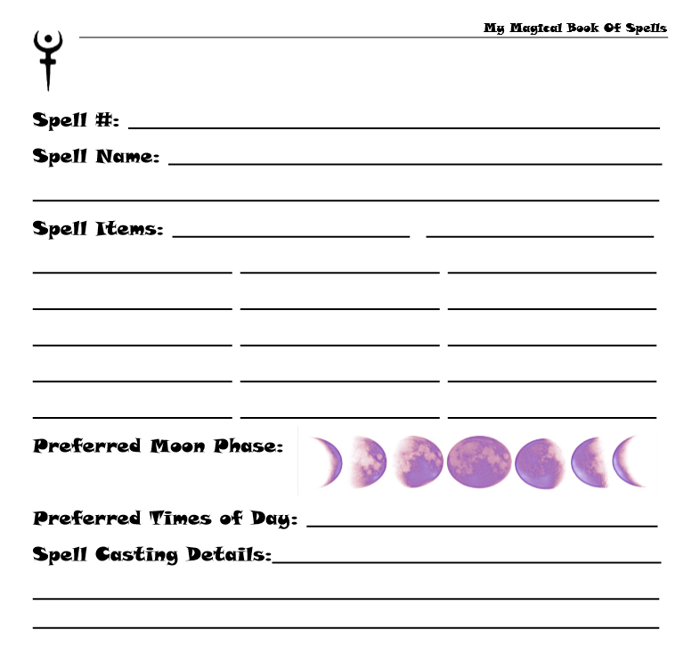 my magical book of spells - spell casting details