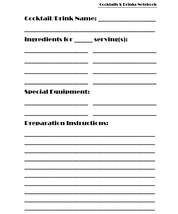 cocktails and drinks notebook planner-organizer