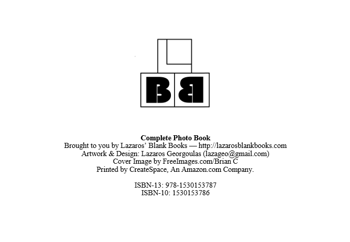 Complete Photo Book - By Lazaros' Blank Books