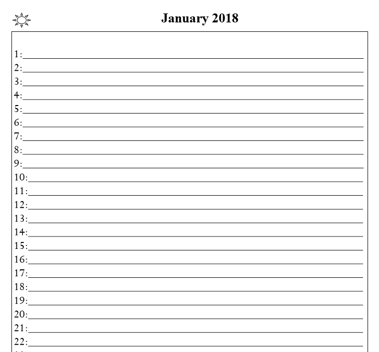 2018 calendar & daily planner - Book interior 3