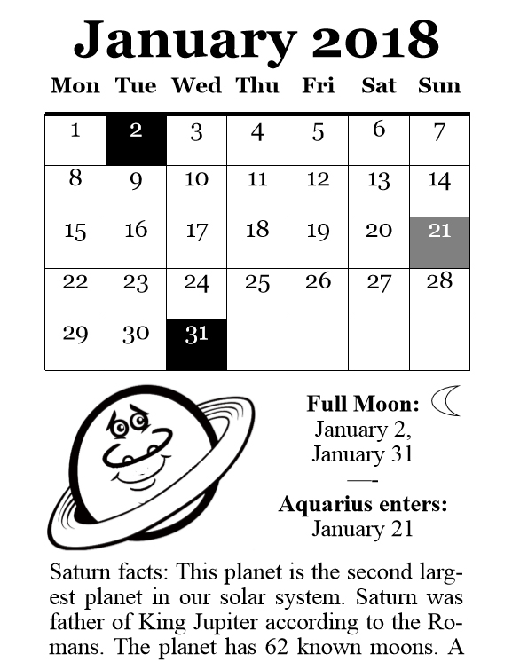2018 Planets Calendar & Organizer - Book interior 7