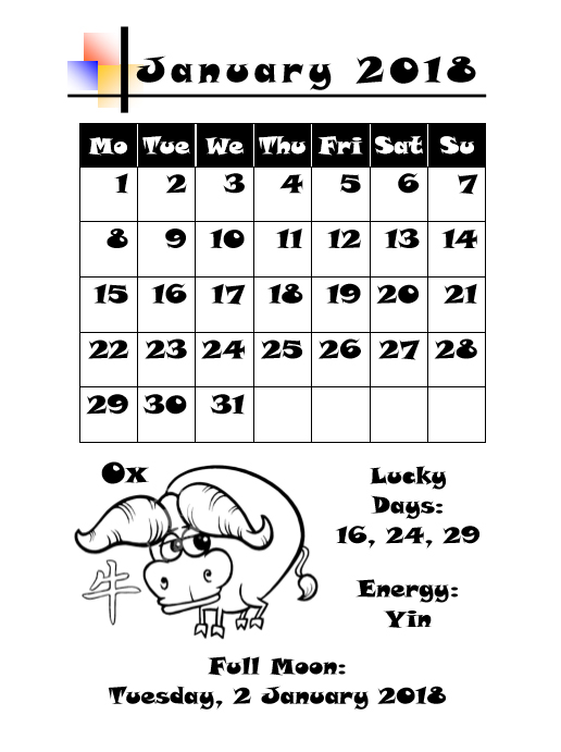 2018 Chinese Signs Calendar - Year Of The Dog - Book interior 6