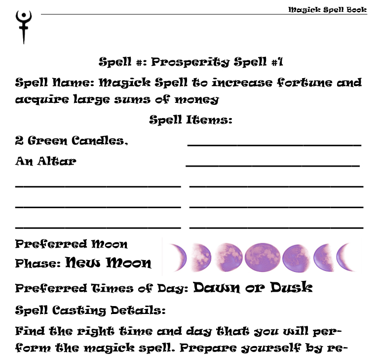 Magick spell book - Book interior 5