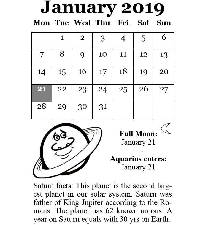 2019 Planets Calendar & Organizer - Book interior 6