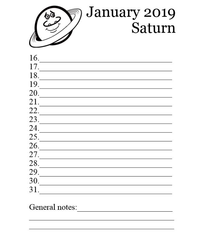 2019 Planets Calendar & Organizer - Book interior 8