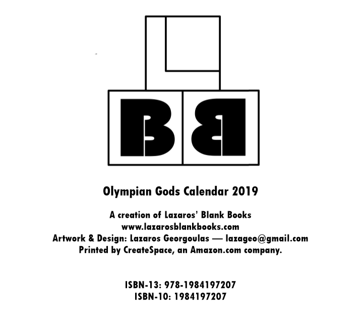 Olympian Gods Calendar 2019 - Book Interior 2