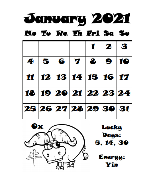 2021 Chinese Signs Calendar - Year of the Ox - Book Interior 7