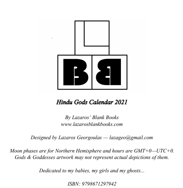 2021 Hindu Gods Calendar Book Interior - 2